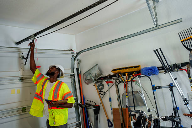Professional Garage Door Installation technician working in Tulare, CA